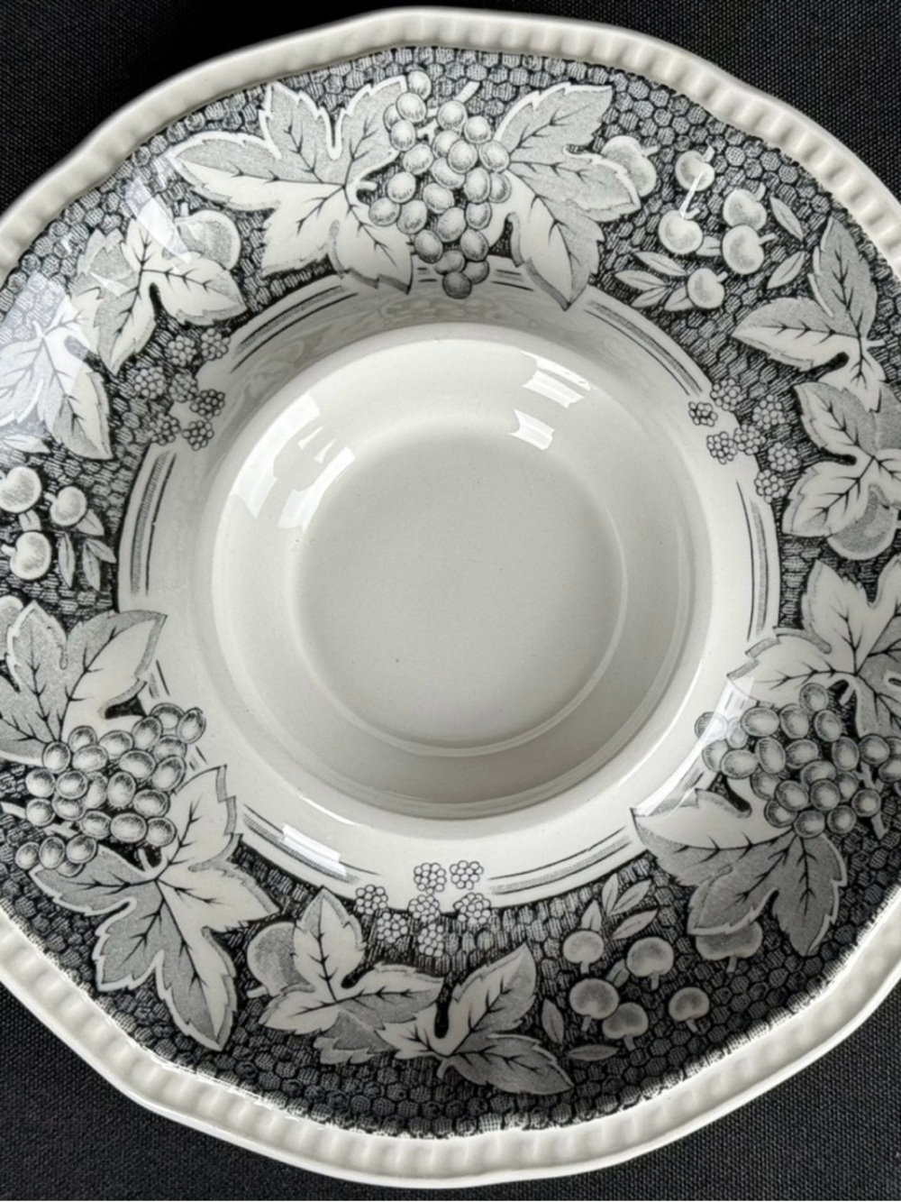 2 set 1974 Kensington Somerset Harvest Black & White English Ironstone Saucers